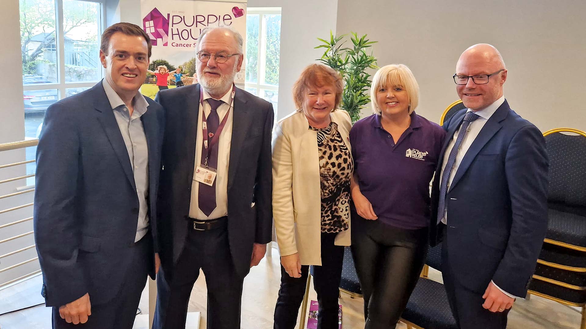 Our CEO Eoin O'Reilly with Minister for Health Stephen Donnelly and the team at Purple House Cancer Support